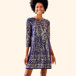 LILLY PULITZER • OPHELIA METALLIC SWING DRESS • TAILS OF THE SEA